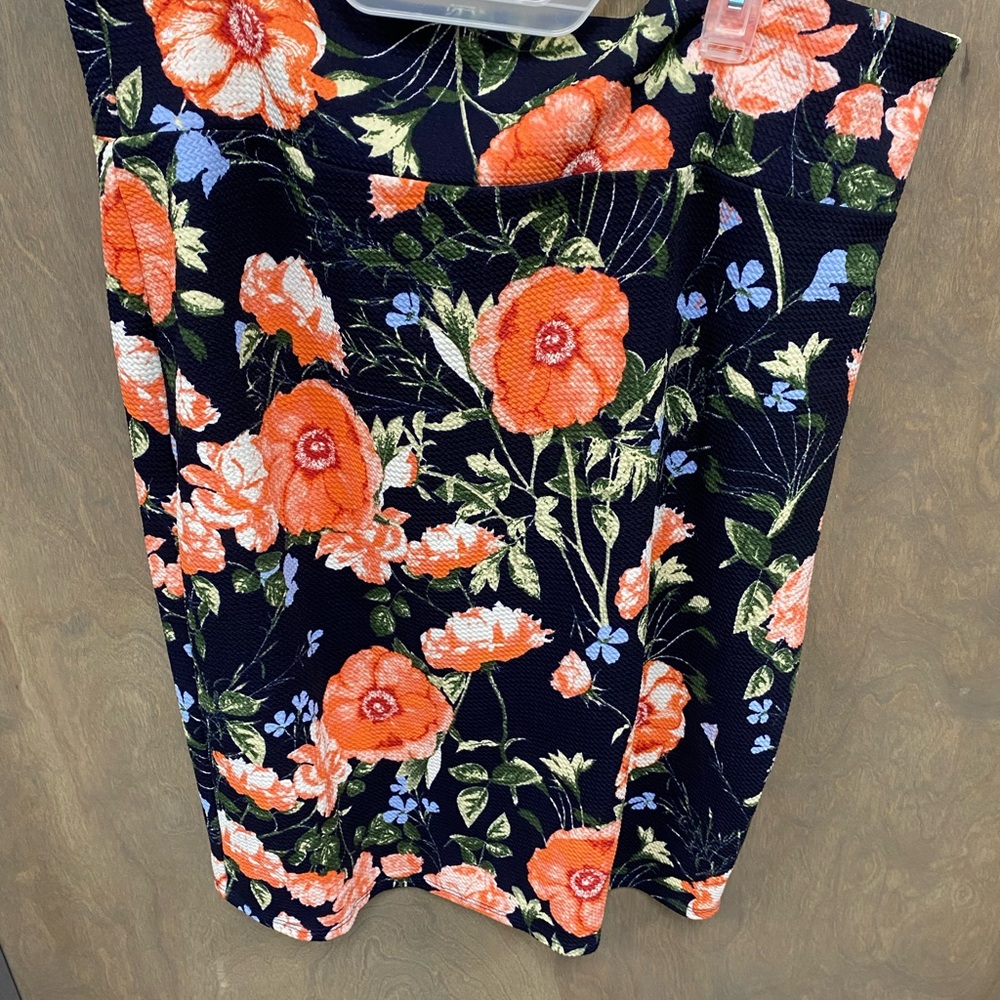 Floral Pencil Skirt in Black and Orange